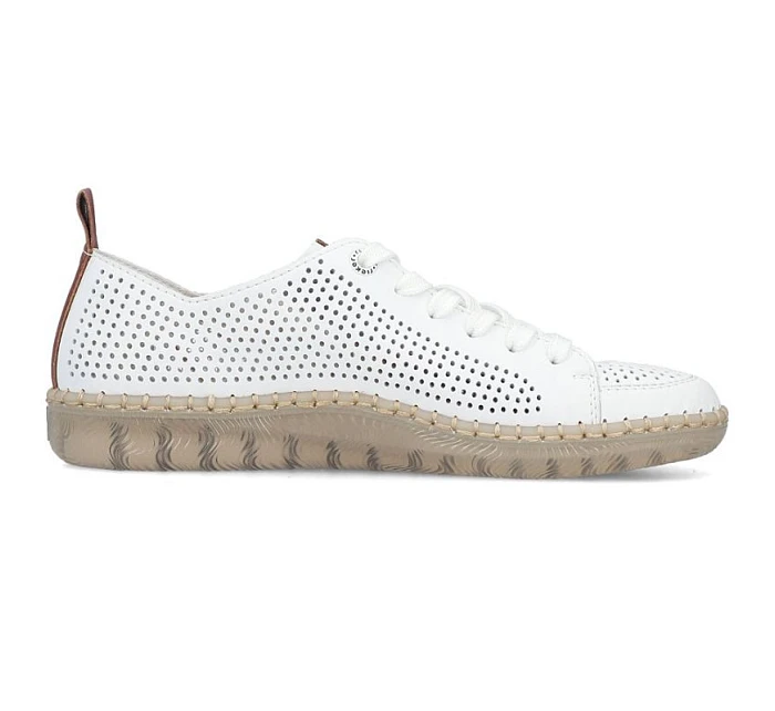 Dámská kožená prolamovaná bílá polobotka Rieker N2405-80