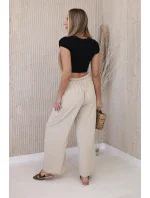 Kalhoty s širokým pasem beżowy