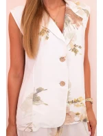 Dámská souprava z viskózy, vesta a kalhoty květinové bílý Dámská souprava z viskózy, vesta a kalhoty květinové bílý