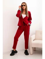 Dámský komplet s viskózou s model 21339245 a sportovní sako červený - K-Fashion