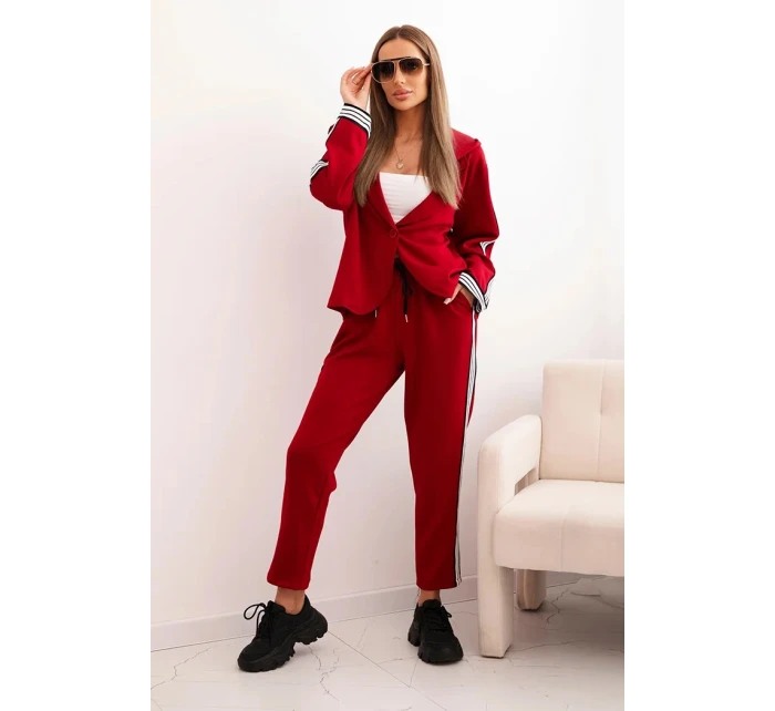Dámský komplet s viskózou s model 21339245 a sportovní sako červený - K-Fashion