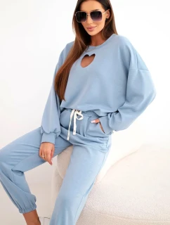 Dámský komplet s máslem a výřezem ve tvaru srdce džínový