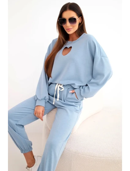 Dámský komplet s máslem a výřezem ve tvaru srdce džínový Dámský komplet s máslem a výřezem ve tvaru srdce džínový