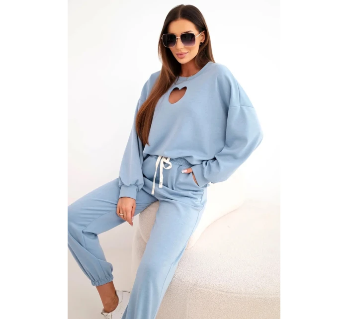 Dámský komplet s máslem a výřezem ve tvaru srdce džínový Dámský komplet s máslem a výřezem ve tvaru srdce džínový