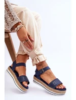 Dámské pohodlné sandály na platformě Big Star LL274869 námořnická modrá