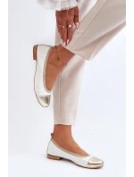 Zazoo 2890 Kožené baleríny bílo-zlaté