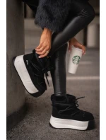 Dámské Kožené Sněhule Na Silné Podešvi S Kožešinou Big Star OO274A206 Černé