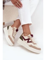 Dámské tenisky na platformě se zlatými vložkami Béžové Zalvra Dámské tenisky na platformě se zlatými vložkami Béžové Zalvra