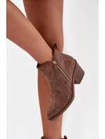 Dámské boty na podpatku model 21713523 hnědé - S.Barski Dámské boty na podpatku model 21713523 hnědé - S.Barski