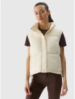 Dámská péřová vesta s výplní ze model 20437802 peří béžová - 4F Dámská péřová vesta s výplní ze model 20437802 peří béžová - 4F
