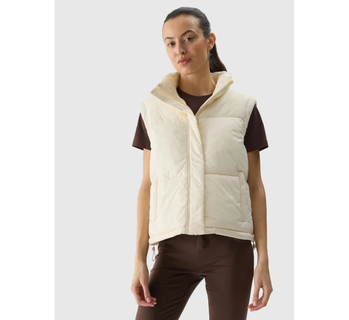 Dámská péřová vesta s výplní ze model 20437802 peří béžová - 4F Dámská péřová vesta s výplní ze model 20437802 peří béžová - 4F