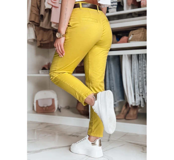 Dámské chinos kalhoty s páskem MODELA hořčicové FashionStreet UY2563
