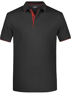 Daiber JN 728 Pánské piqué polo s kontrastní légou 02.0728 black/red