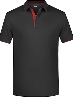 Daiber JN 728 Pánské piqué polo s kontrastní légou 02.0728 black/red