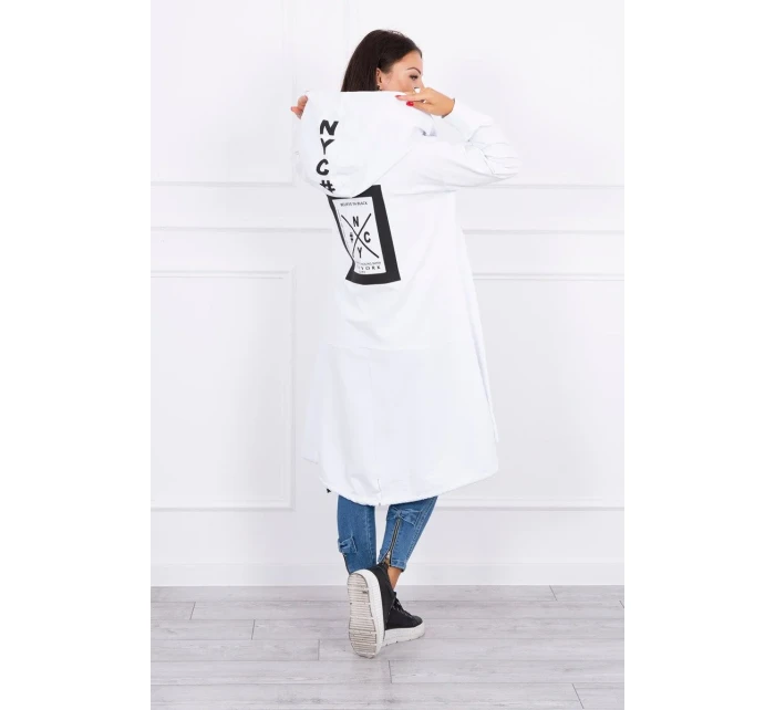 Pláštěnka s kapucí oversize bílá