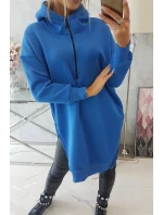 Zateplená halenka s bočními rozparky chrpově modrá Zateplená halenka s bočními rozparky chrpově modrá