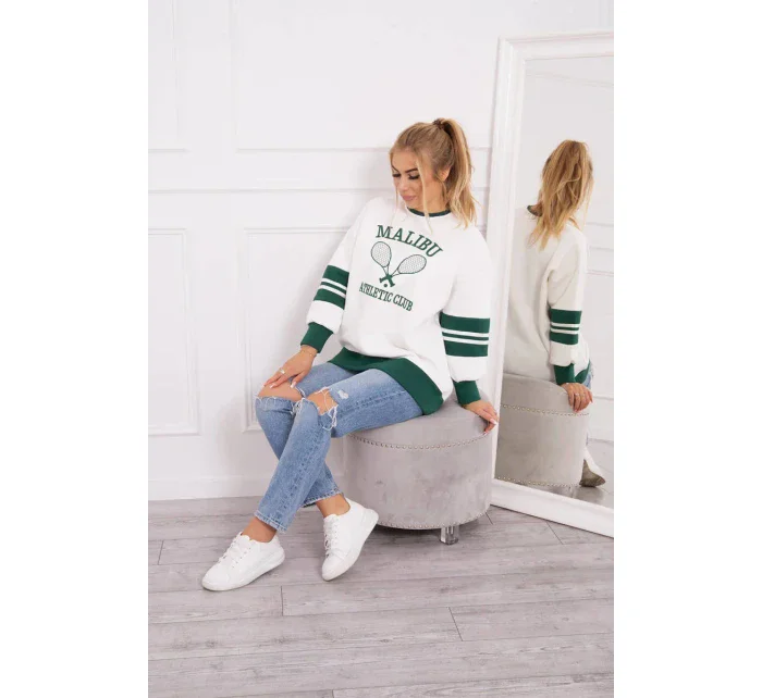 Zateplená mikina Malibu ecru+ tmavě zelená