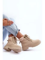 Dámské kožené trapery světle béžové model 21631395 - Boto Dámské kožené trapery světle béžové model 21631395 - Boto