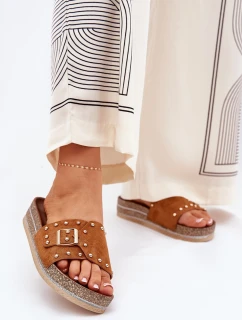 Dámské Pantofle Na Platformě S Přezkou A Camel model 21689943 - Boto