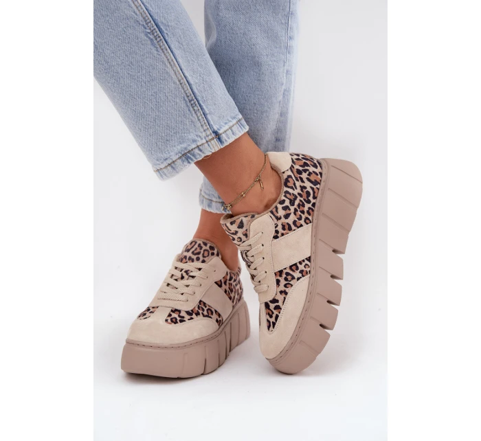 Semišové zateplené dámské tenisky na masivní platformě béžové model 21707642 - VINCEZA Semišové zateplené dámské tenisky na masivní platformě béžové model 21707642 - VINCEZA