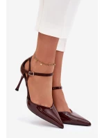 Lakované lodičky s páskem čokoládové model 21788340 - Boto Lakované lodičky s páskem čokoládové model 21788340 - Boto