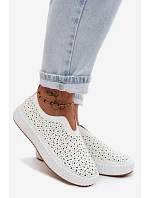 Otevřené Slip-On Boty Na Platformě Bílé Glamma