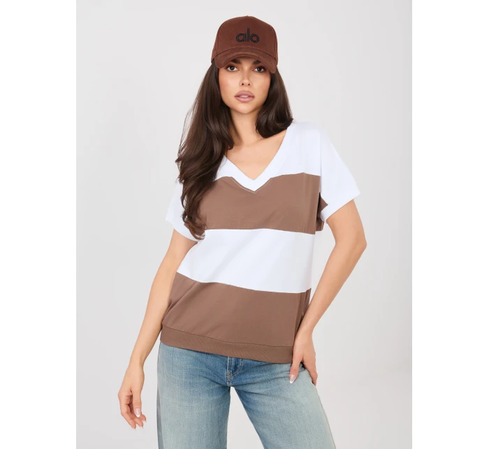 Bluzka RV BZ model 22022482 biało brązowy - FPrice Bluzka RV BZ model 22022482 biało brązowy - FPrice