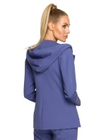 M691 Blejzr s kapucí a jedním knoflíkem - indigo