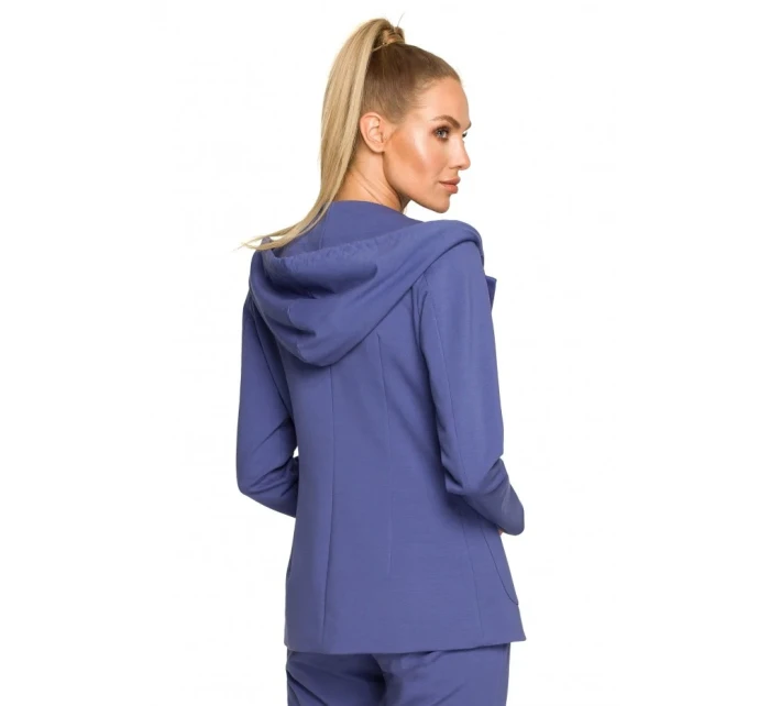 M691 Blejzr s kapucí a jedním knoflíkem - indigo