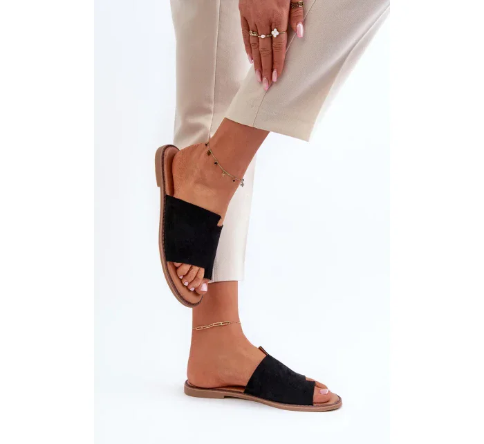 Dámské černé amite semišové pantofle Dámské černé amite semišové pantofle