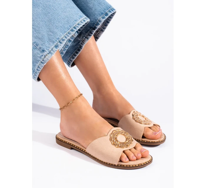 Módní nazouváky dámské hnědé bez podpatku Módní nazouváky dámské hnědé bez podpatku