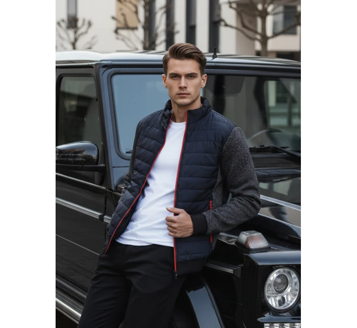 Pánská přechodná prošívaná bunda tmavě modrá FashionStreet TX4397