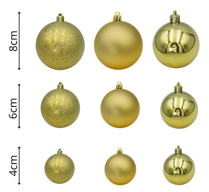 DEKORATIVNÍ PLASTOVÉ CETKY BEZPEČNÉ 46KS ZLATÁ SLÍDA
