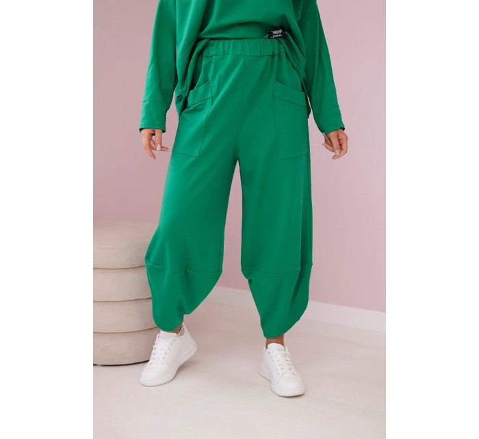 Bavlněná mikina kalhoty set zelený
