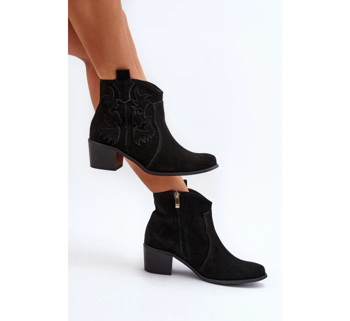 Zazoo 3426 Dámské Semišové Botky Kowbojky Černé