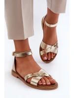 Zazoo 40378 Ploché Dámské Kožené Sandály Zlaté