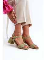 Dámské Sandály na Podpatku z Semiše Zelené model 21661588 - EVENTO Dámské Sandály na Podpatku z Semiše Zelené model 21661588 - EVENTO