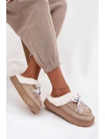 Dámské pantofle s kožešinou a mašlí Béžové Fenella Dámské pantofle s kožešinou a mašlí Béžové Fenella