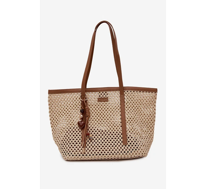Pletená taška typu Shopper s přívěskem Béžová model 22111688 - Flora&Co