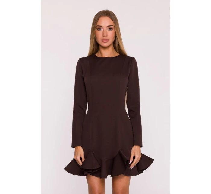 model 21296135 Šaty s volánkovým lemem hnědé - Moe