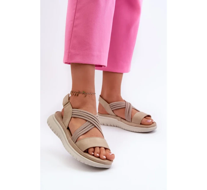 Lehké dámské pohodlné sandály na suchý zip Béžová Ceclea Lehké dámské pohodlné sandály na suchý zip Béžová Ceclea