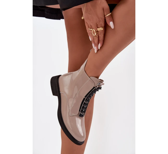 Lakované dámské botky D&A – béžové Lakované dámské botky D&A – béžové