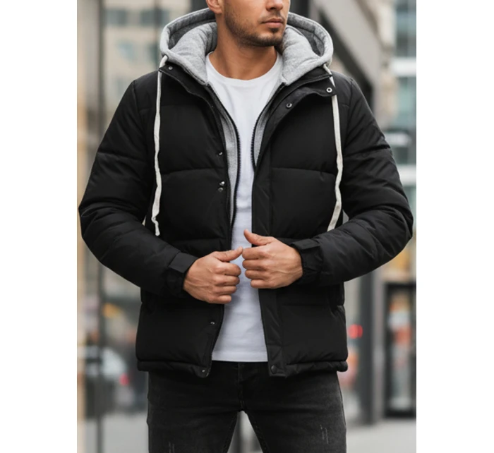 Pánská prošívaná zimní bunda s kapucí černá FashionStreet TX5104