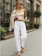 Dámské pytlovité džíny s páskem bílé FashionStreet UY2930