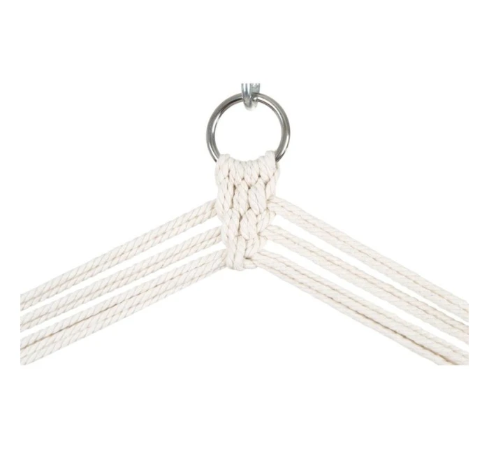 BRAZILSKÁ ZÁVĚSNÁ SEDAČKA HAMAK 100x50 cm PŘÍRODNÍ S VSTŘÍCNÝM PUSHEM BÍLÁ