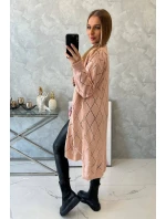 Svetr s geometrickým vzorem pudrově růžový