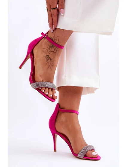 Semišové Sandály Na Vysokém Podpatku S Kamínky Fuchsie Moments Semišové Sandály Na Vysokém Podpatku S Kamínky Fuchsie Moments