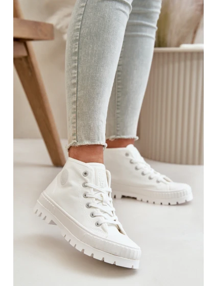 Dámské Tenisky S Kotníkovou Šněrovací Big Star OO274009 Bílé Dámské Tenisky S Kotníkovou Šněrovací Big Star OO274009 Bílé