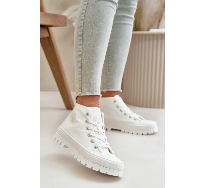 Dámské Tenisky S Kotníkovou Šněrovací Big Star OO274009 Bílé Dámské Tenisky S Kotníkovou Šněrovací Big Star OO274009 Bílé