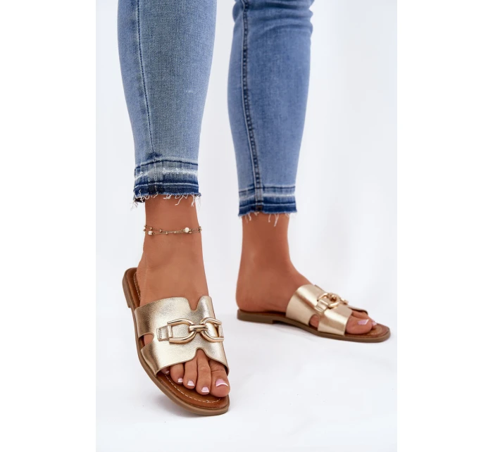 Dámské Plážové Sandály S Dekorativním Detalem Zlaté Amiresna